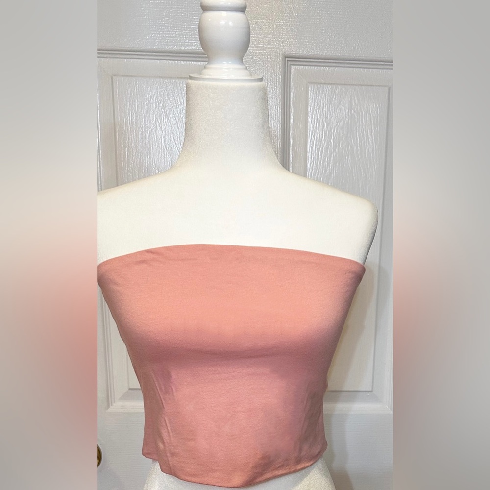 2Bella Boutique Top Pink crop stretchy crop sleeveless solid color tube size L